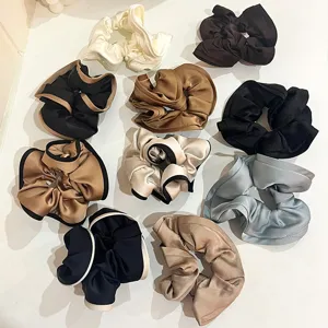 Vintage Floral Fabric Hair Scrunchies Elegant Sweet Ruffle Ponytail Holder Hair Accessories For Women
