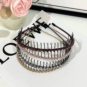 Korean style rhinestone beaded toothed hair hoop non-slip headband elegant hair accessory