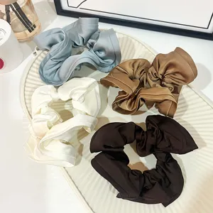 Satin hair scrunchies set for women, soft elastic ponytail holder hair accessories stylish main