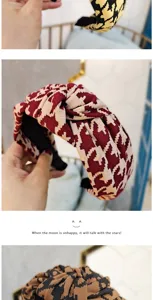 Classic retro houndstooth knitted knotted headband for women, stylish vintage hair hoop.