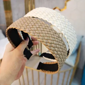 Wide braided PU leather headband non slip hair hoop stylish women fashion hair accessories