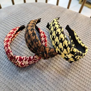 Classic retro houndstooth headband, simple knotted hair hoop, versatile hair accessory for women