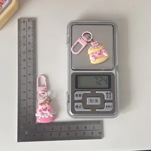 Cute pink pig keychain, food toy charm, cartoon soft pendant for couple friends gifts