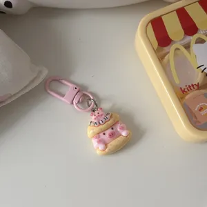 Cute cartoon pig keychain resin pendant sweet pink bag charm accessory for women and girls