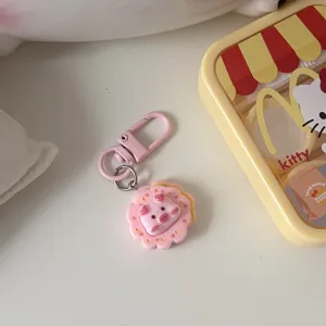 Cute lace pig keychain resin cartoon animal pendant sweet couple bestie gift accessory