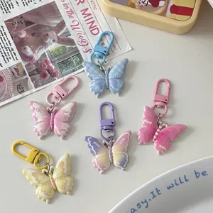 Colorful Letter Butterfly Keychain Plastic Resin Cute Cartoon Sweet Bag Pendant For Women Girls Daily Gift Accessories