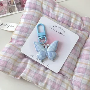 Cute blue butterfly keychain backpack pendant sweet style accessory for women and girls
