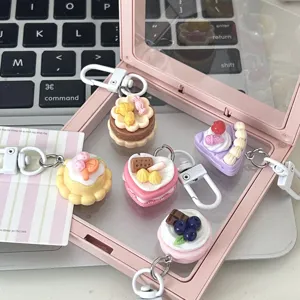 Schattige 3D taart sleutelhanger set kawaii dessert tas hanger esthetisch cadeau vriendin.