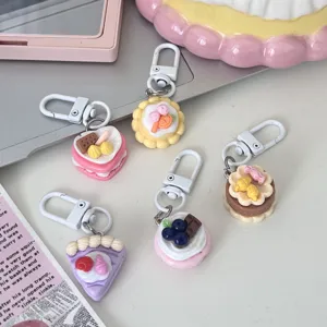 Leuke miniatuur taart sleutelhanger set, schattige cartoon dessert tas hanger voor dagelijks gebruik.