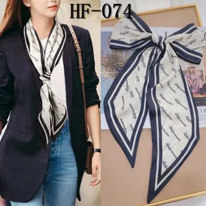 Women silk scarf long ribbon stylish neckerchief for suit shirt and bag accessory 90x10cm