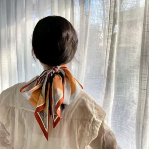 Women silk scarf hair ribbon elegant long scarf neckerchief for daily wear and party styling.