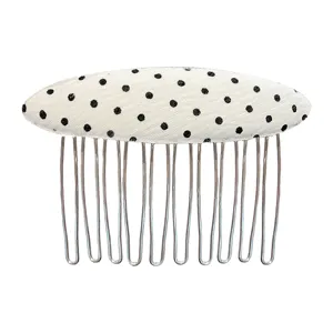 Peigne à cheveux blanc à pois pour chignon, élégante pince latérale vintage style.
