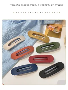 Matte oval hair clips large hairpin side clip nonslip hair accessories for women 7 colors