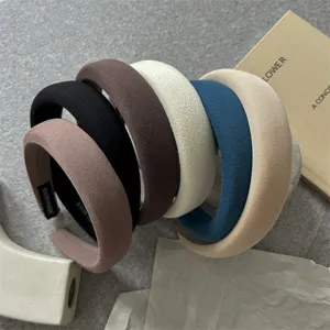 Minimalist Solid Color Thickened Sponge Headband Korean Style Elegant Hair Hoop Women Daily Hair Accessories