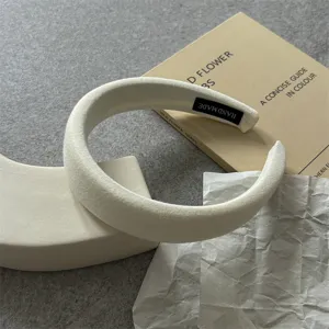 Minimalist solid color thickened sponge headband Korean style fabric hair hoop for daily wear.