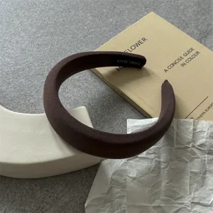 Dark brown padded headband minimalist solid color thick hair hoop daily chic hair accessories