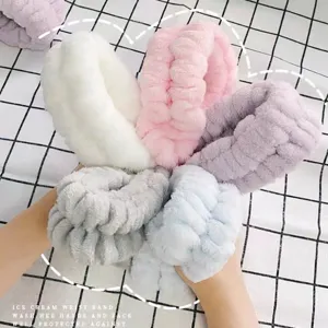 Soft Plush Face Washing Wristbands Absorbent Sweat Wrist Bands Spa Washband For Women