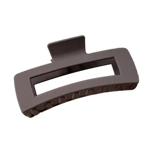 Grande molletta per capelli rettangolare opaca, clip marrone scuro minimalista per stile elegante