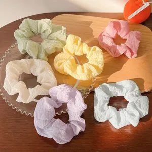 Colorful chiffon scrunchies pastel hair ties cute hair accessories for women set