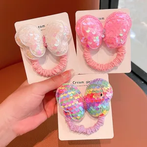 Coletero de pelo con lazo de lentejuelas para niños accesorios bonitos de cola de caballo