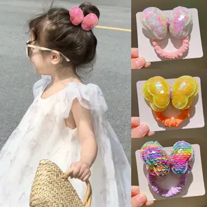 Coletero con Lazo de Purpurina para Niños Lindo Lentejuelas Banda para el Cabello Niñas Elástico Soporte para Cola de Caballo Accesorios de Tela para el Cabello
