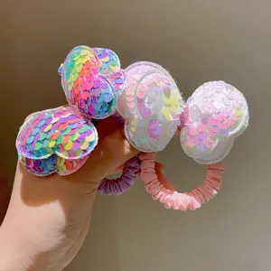 Coleteros de lazo con lentejuelas coloridas para niños niñas soporte de coleta accesorios para el pelo