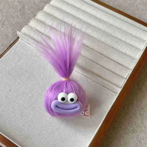 Carina molletta per capelli in peluche viola mostro divertente fermaglio becco d'anatra