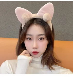 Plush cute cat ear headband for women, fluffy fuzzy hair hoop for daily wear and washing face.