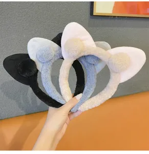 Plush Cat Ear Headband Cute Fuzzy Hair Hoop Makeup Washing Hair Accessories Women