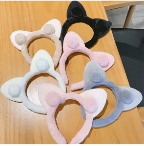 Plush cat ear headband detail showing soft texture and cute design for women daily use.