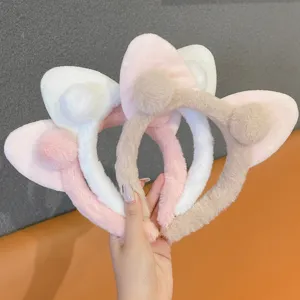 Cute Cat Ear Plush Headband Women Wash Face Hair Hoop Fluffy Animal Ears Hairband Winter Sweet Hair Accessories