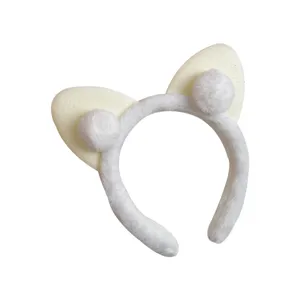 Cute plush cat ear headband for women, soft white fuzzy hair hoop for daily wear.