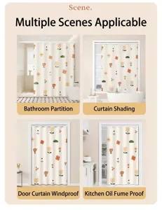 Cortina de ducha floral tela impermeable cortina de puerta separación de baño elegante