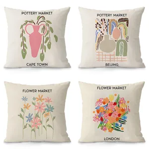 French Pastoral Style Velvet Throw Pillow Cover Floral Botanical Art Decorative Cushion Cover For Sofa Living Room Home Decor
