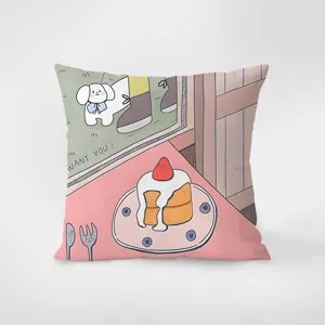 Cute cartoon strawberry pancake pillow cover soft cushion case for sofa home decoration