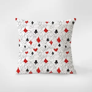 Cojín decorativo cuadrado con elegantes palos de naipes y un hermoso diseño de líneas abstractas.