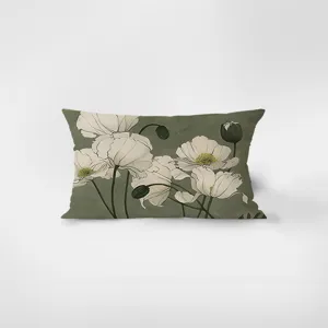 Nordic vintage floral velvet rectangular throw pillow for living room sofa, car, and home decor.