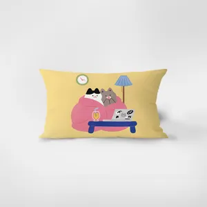 Nordic cartoon cat print rectangular throw pillow velvet waist cushion sofa cover home decor