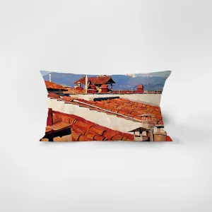 French retro oil painting velvet rectangular throw pillow for modern sofa living room decor.