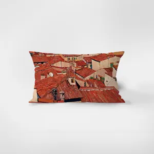 French retro oil painting velvet rectangular throw pillow modern art sofa living room cushion