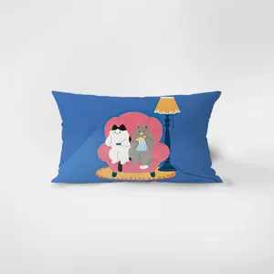 Nordic cartoon cat healing rectangular throw pillow sofa living room velvet waist pillow cover