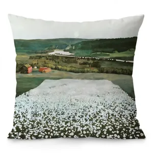 Dekoratives Zierkissen mit Landschaftskunst, weicher Samtkissenbezug für das Sofa.