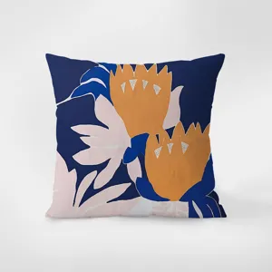 Nordic modern minimalist velvet throw pillow cover with abstract botanical floral pattern.