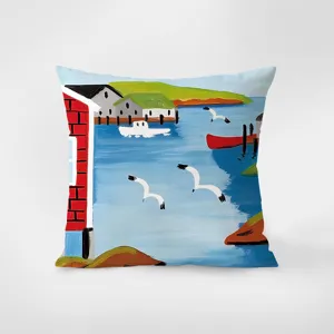 Nordic modern art landscape throw pillow cover, cozy sofa decorative cushion case art.