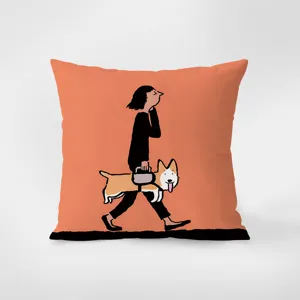 Artistic cartoon print square throw pillow cover, stylish couch cushion for living room decor.