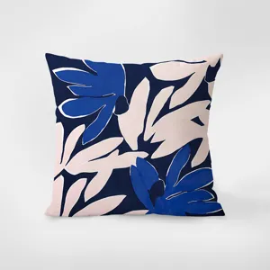 Nordic modern velvet throw pillow detail, abstract floral print cushion cover for sofa car.