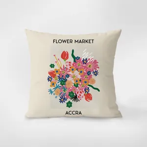 Close-up detail of the French pastoral velvet throw pillow featuring floral art print.