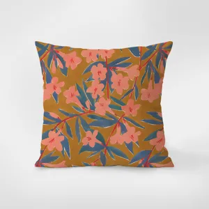Nordic modern minimalist velvet throw pillow cover with artistic floral pattern, detail view.
