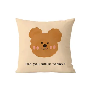 French cream style cute bear throw pillow cover modern minimalist sofa living room cushion case
