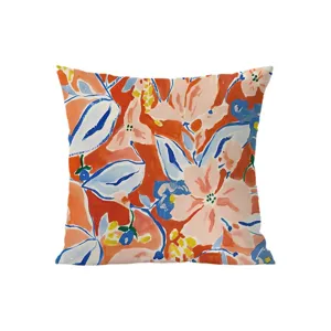 Nordic abstract floral throw pillow cover, modern minimalist velvet cushion for sofa.